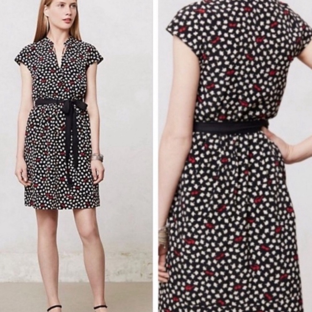 Maeve Anthropologie large sunglass print dress with slip